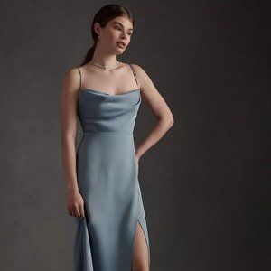 Anthropologie BHLDN - Remy Cowl-Neck Faux-Wrap Satin Gown